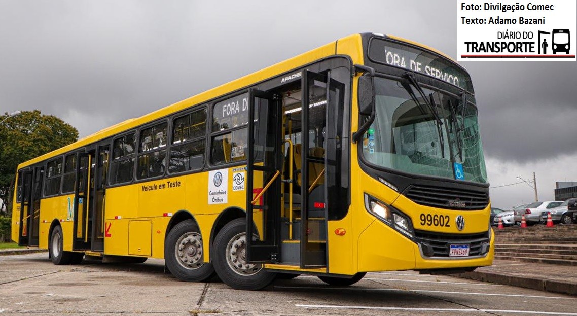 Leblon volta a testar ônibus de 15 metros da Volks, mas desta vez com passageiros, na Grande Curitiba